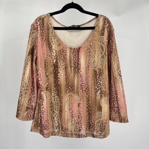Y2K Cheetah Sequin Paisley Top Blouse Animal Print Medium Going Out McBling